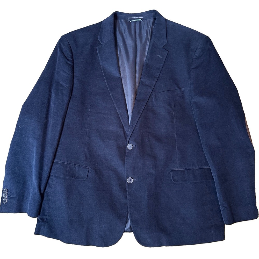 Tommy Hilfiger Mens Corduroy Blazer Sport Coat Navy Blue Elbow Patches 48R EUC